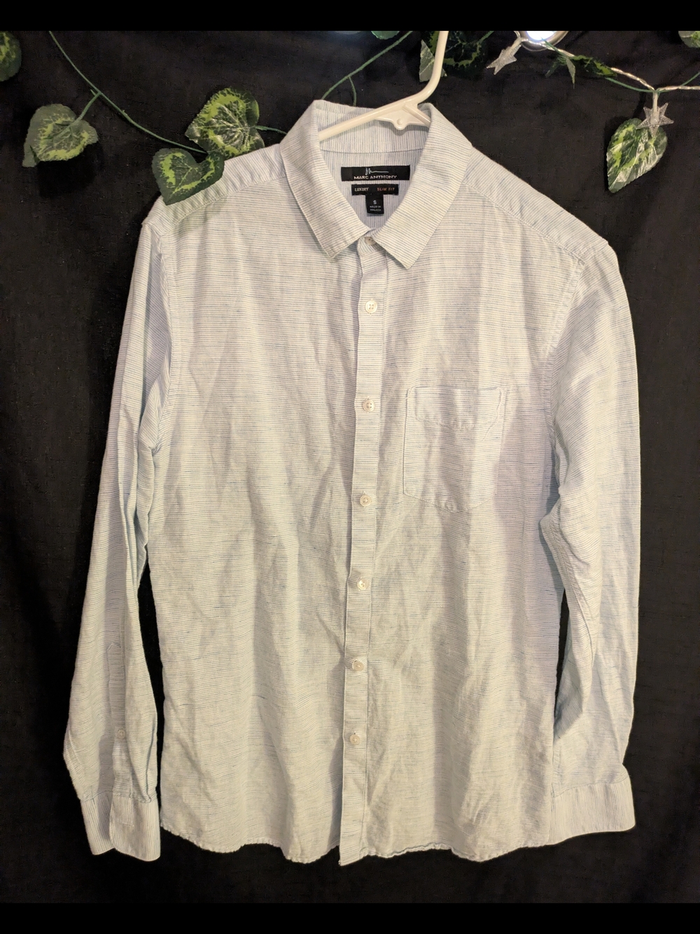 Marc Anthony Light Blue Striped Button-Down Shirt